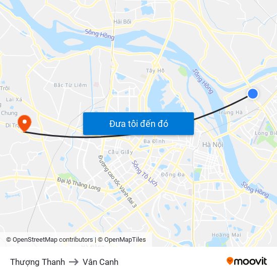 Thượng Thanh to Vân Canh map