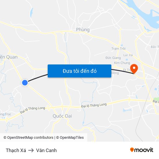 Thạch Xá to Vân Canh map