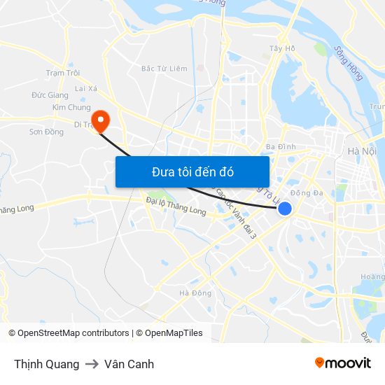Thịnh Quang to Vân Canh map