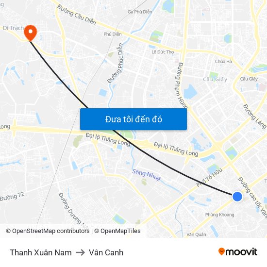 Thanh Xuân Nam to Vân Canh map