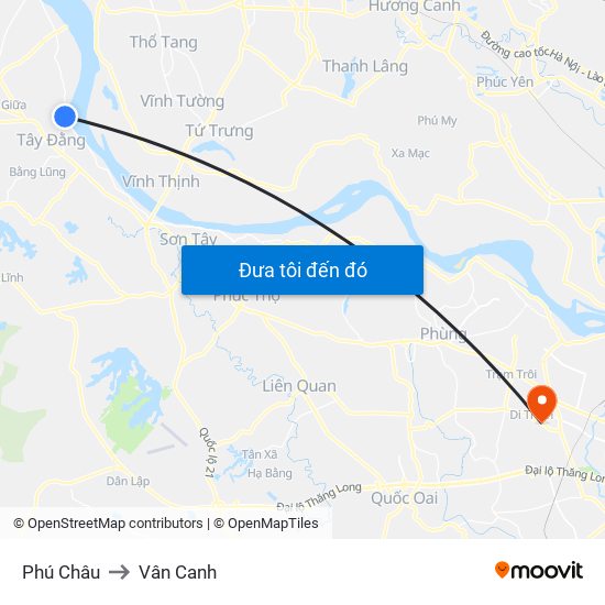 Phú Châu to Vân Canh map