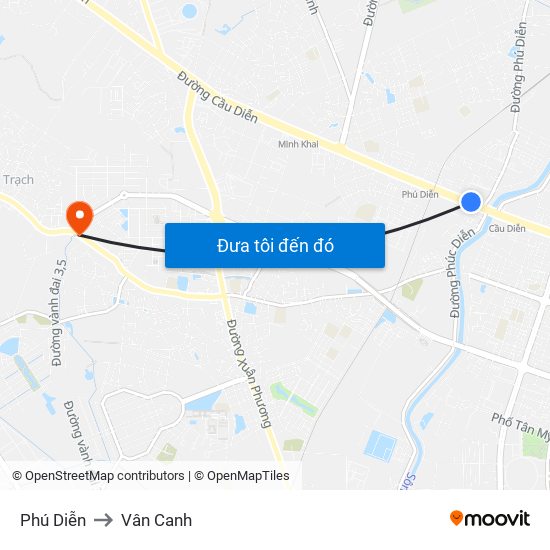 Phú Diễn to Vân Canh map