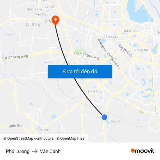 Phú Lương to Vân Canh map