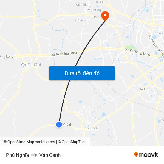 Phú Nghĩa to Vân Canh map