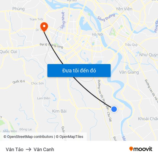 Vân Tảo to Vân Canh map