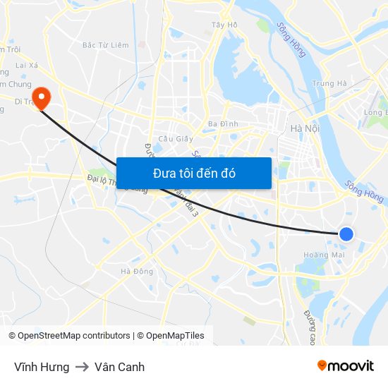 Vĩnh Hưng to Vân Canh map