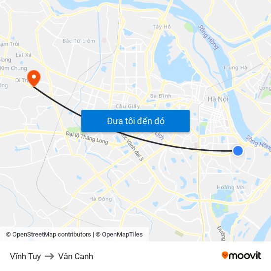 Vĩnh Tuy to Vân Canh map