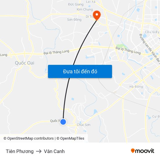 Tiên Phương to Vân Canh map