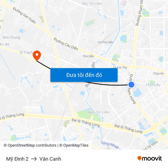 Mỹ Đình 2 to Vân Canh map