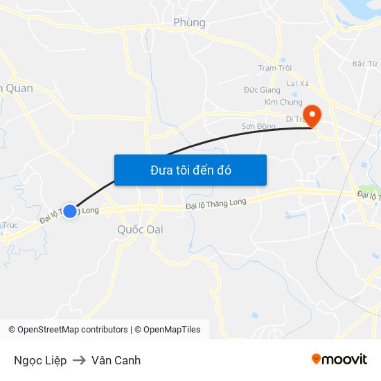 Ngọc Liệp to Vân Canh map