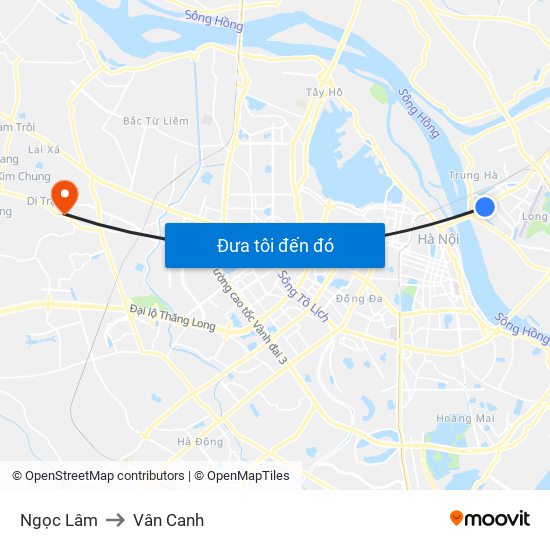 Ngọc Lâm to Vân Canh map