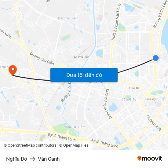 Nghĩa Đô to Vân Canh map