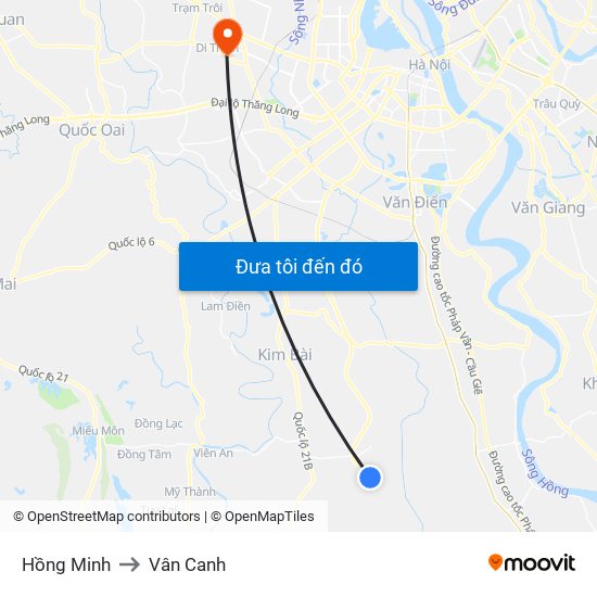 Hồng Minh to Vân Canh map