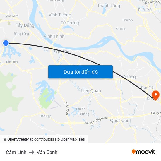 Cẩm Lĩnh to Vân Canh map