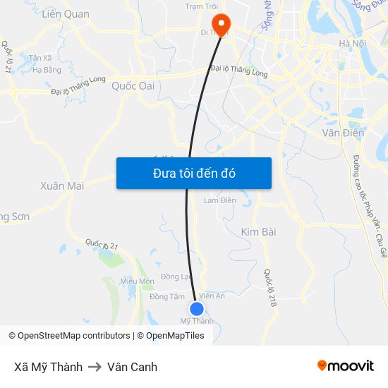 Xã Mỹ Thành to Vân Canh map