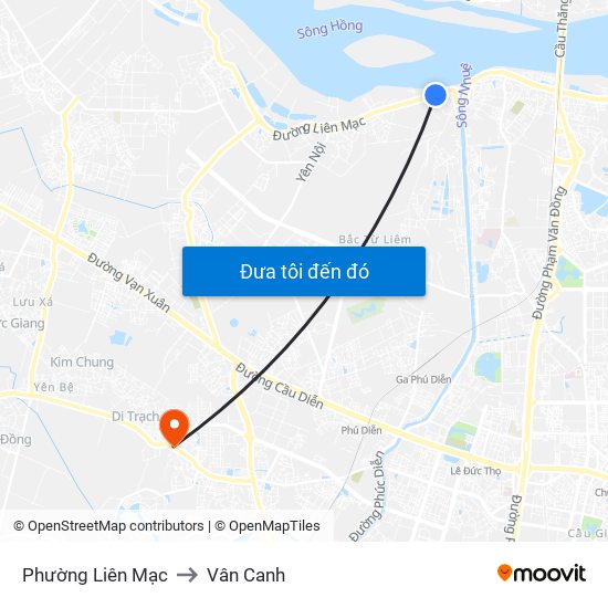 Phường Liên Mạc to Vân Canh map