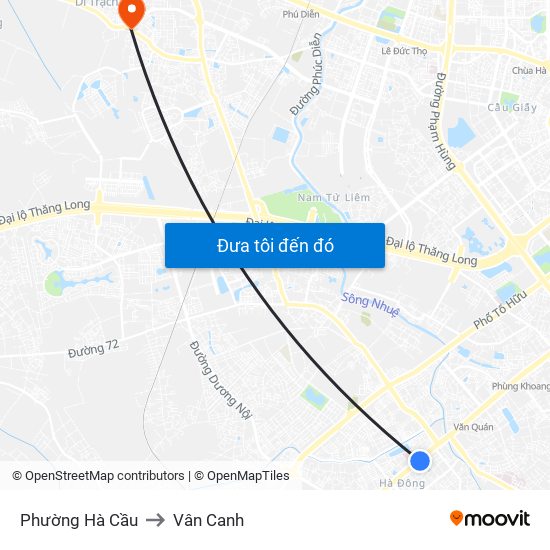 Phường Hà Cầu to Vân Canh map