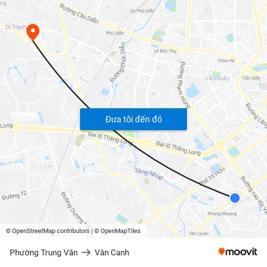 Phường Trung Văn to Vân Canh map