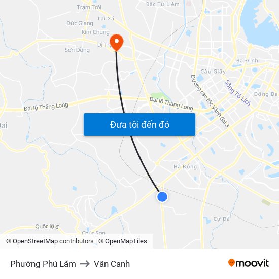 Phường Phú Lãm to Vân Canh map