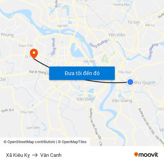 Xã Kiêu Kỵ to Vân Canh map