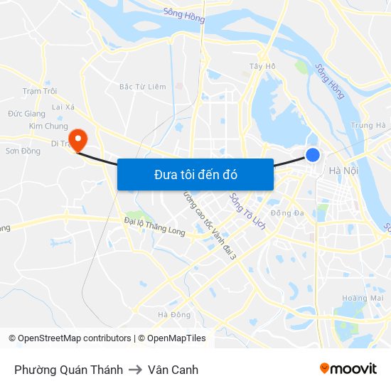 Phường Quán Thánh to Vân Canh map