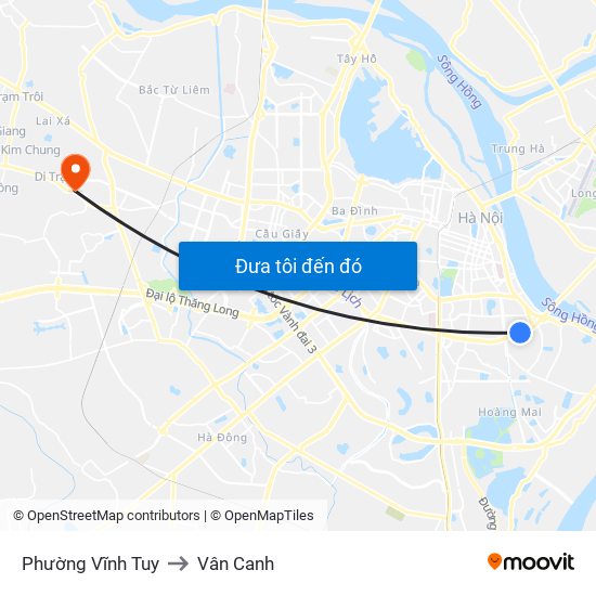 Phường Vĩnh Tuy to Vân Canh map