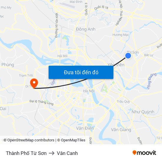 Thành Phố Từ Sơn to Vân Canh map