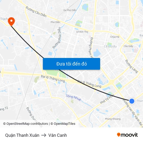 Quận Thanh Xuân to Vân Canh map
