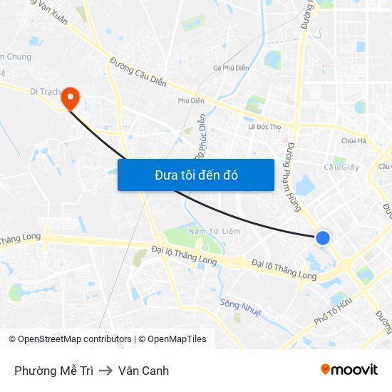 Phường Mễ Trì to Vân Canh map