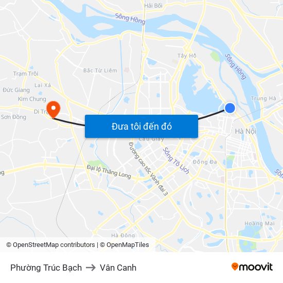 Phường Trúc Bạch to Vân Canh map