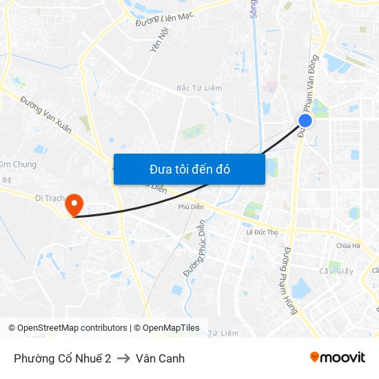 Phường Cổ Nhuế 2 to Vân Canh map