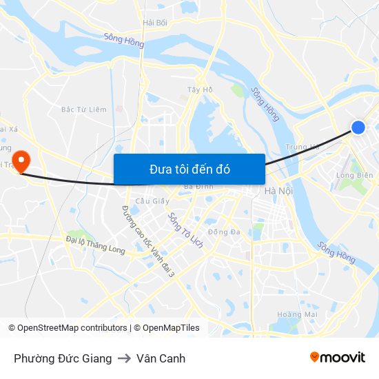 Phường Đức Giang to Vân Canh map