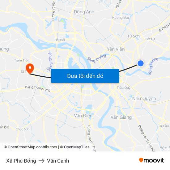 Xã Phù Đổng to Vân Canh map