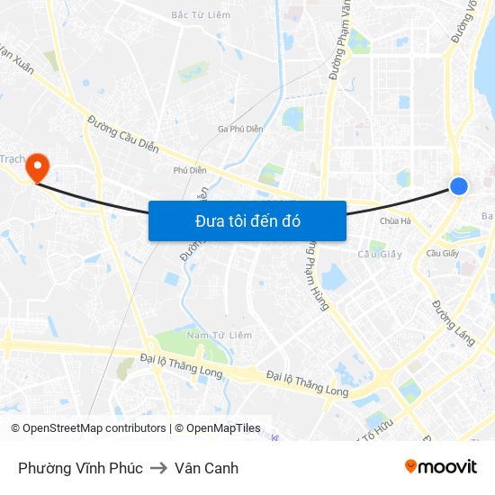 Phường Vĩnh Phúc to Vân Canh map