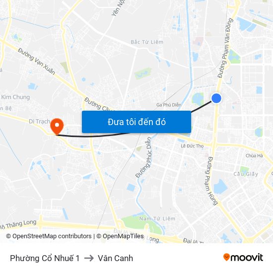 Phường Cổ Nhuế 1 to Vân Canh map