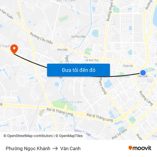 Phường Ngọc Khánh to Vân Canh map