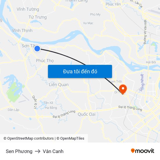 Sen Phương to Vân Canh map