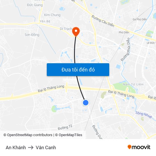 An Khánh to Vân Canh map