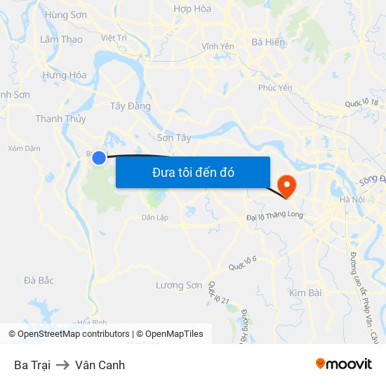 Ba Trại to Vân Canh map