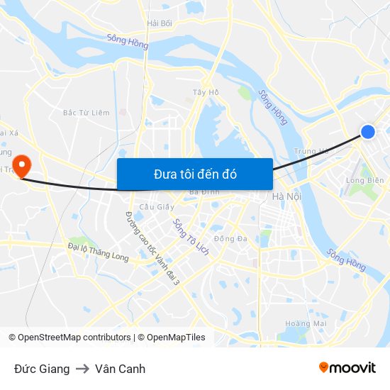 Đức Giang to Vân Canh map