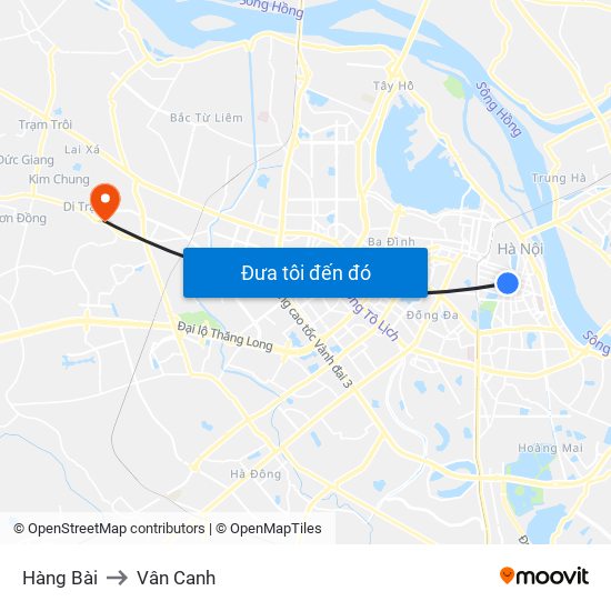 Hàng Bài to Vân Canh map