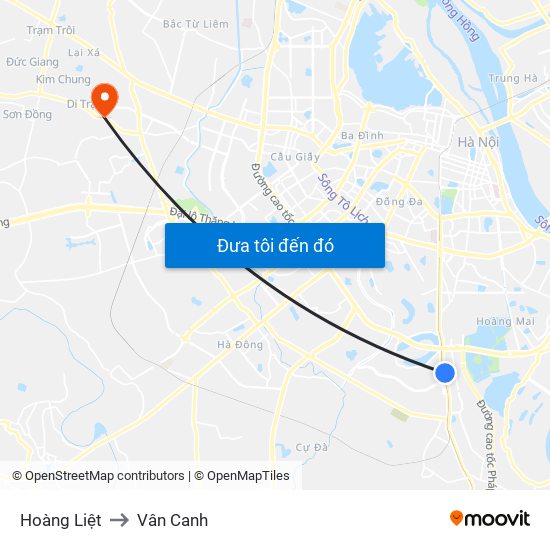 Hoàng Liệt to Vân Canh map