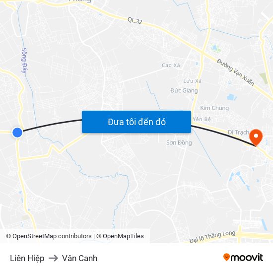 Liên Hiệp to Vân Canh map