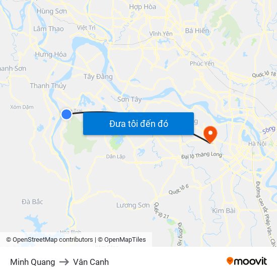 Minh Quang to Vân Canh map