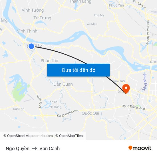 Ngô Quyền to Vân Canh map