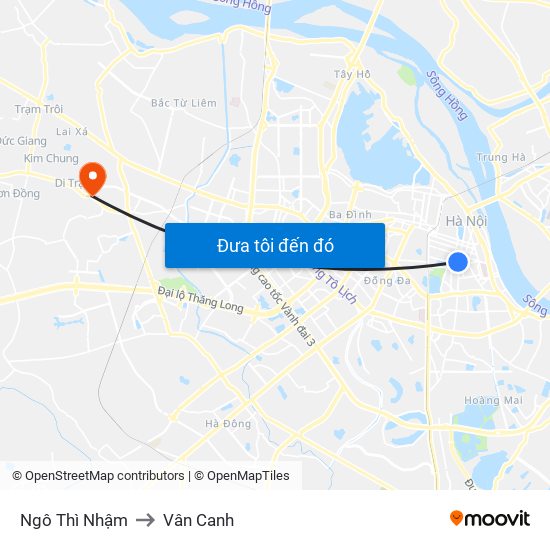 Ngô Thì Nhậm to Vân Canh map