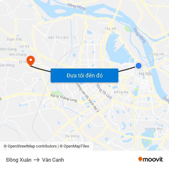 Đồng Xuân to Vân Canh map