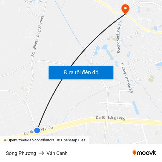 Song Phương to Vân Canh map
