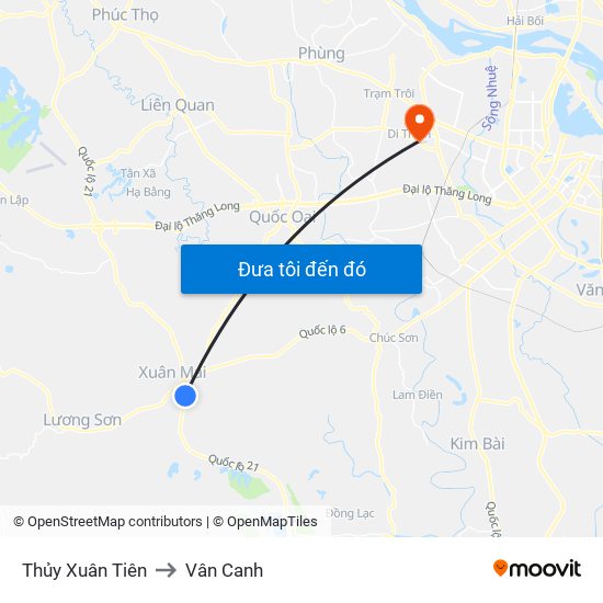 Thủy Xuân Tiên to Vân Canh map