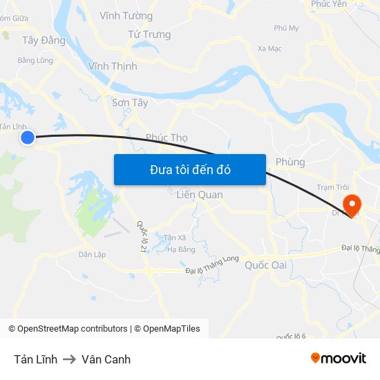 Tản Lĩnh to Vân Canh map